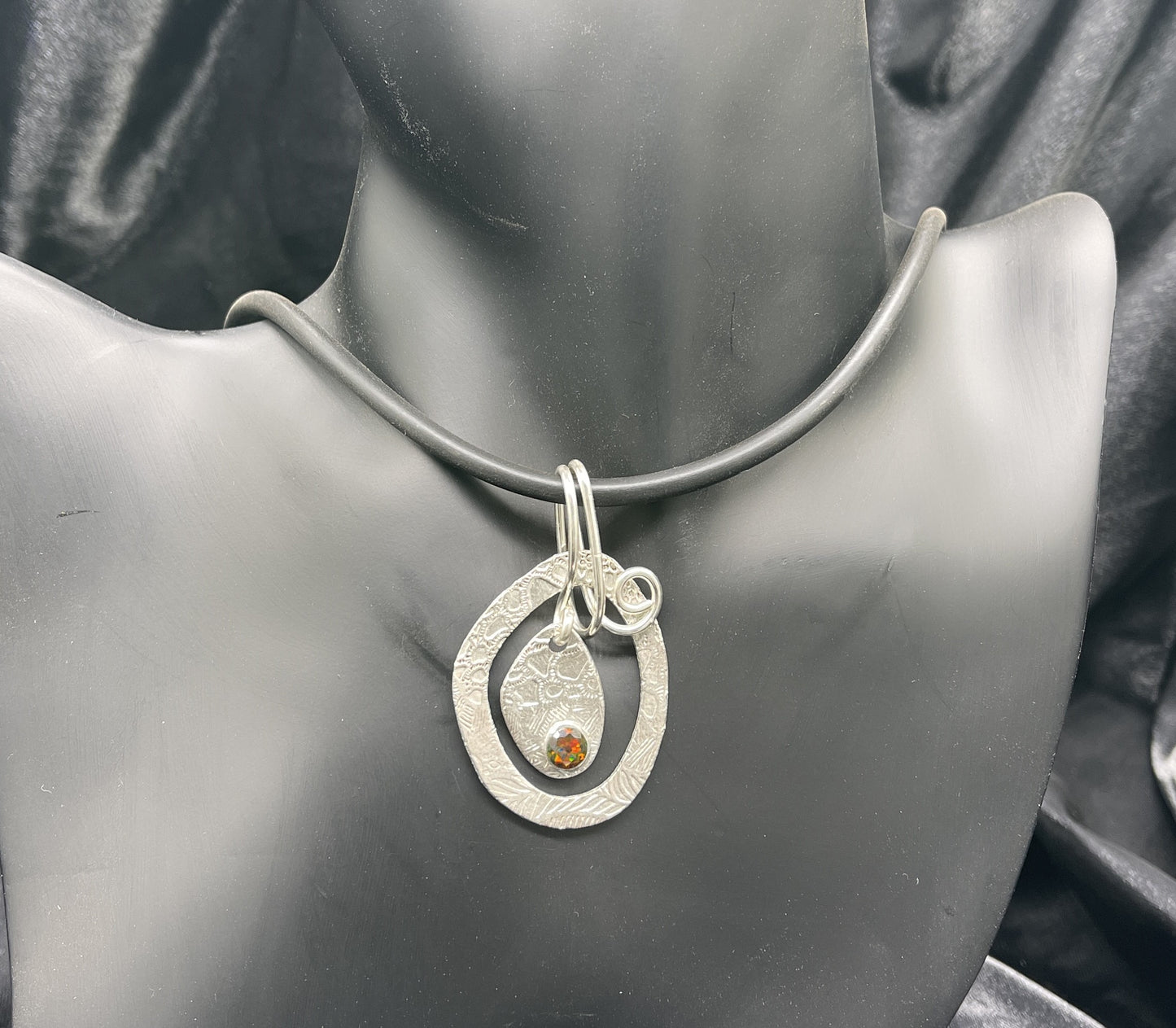 Red Opal in 960 Silver