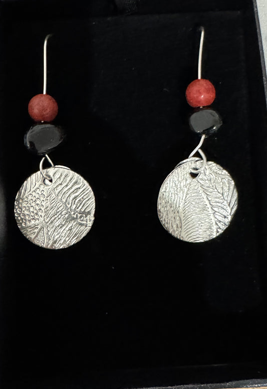 Black Red Stone earrings