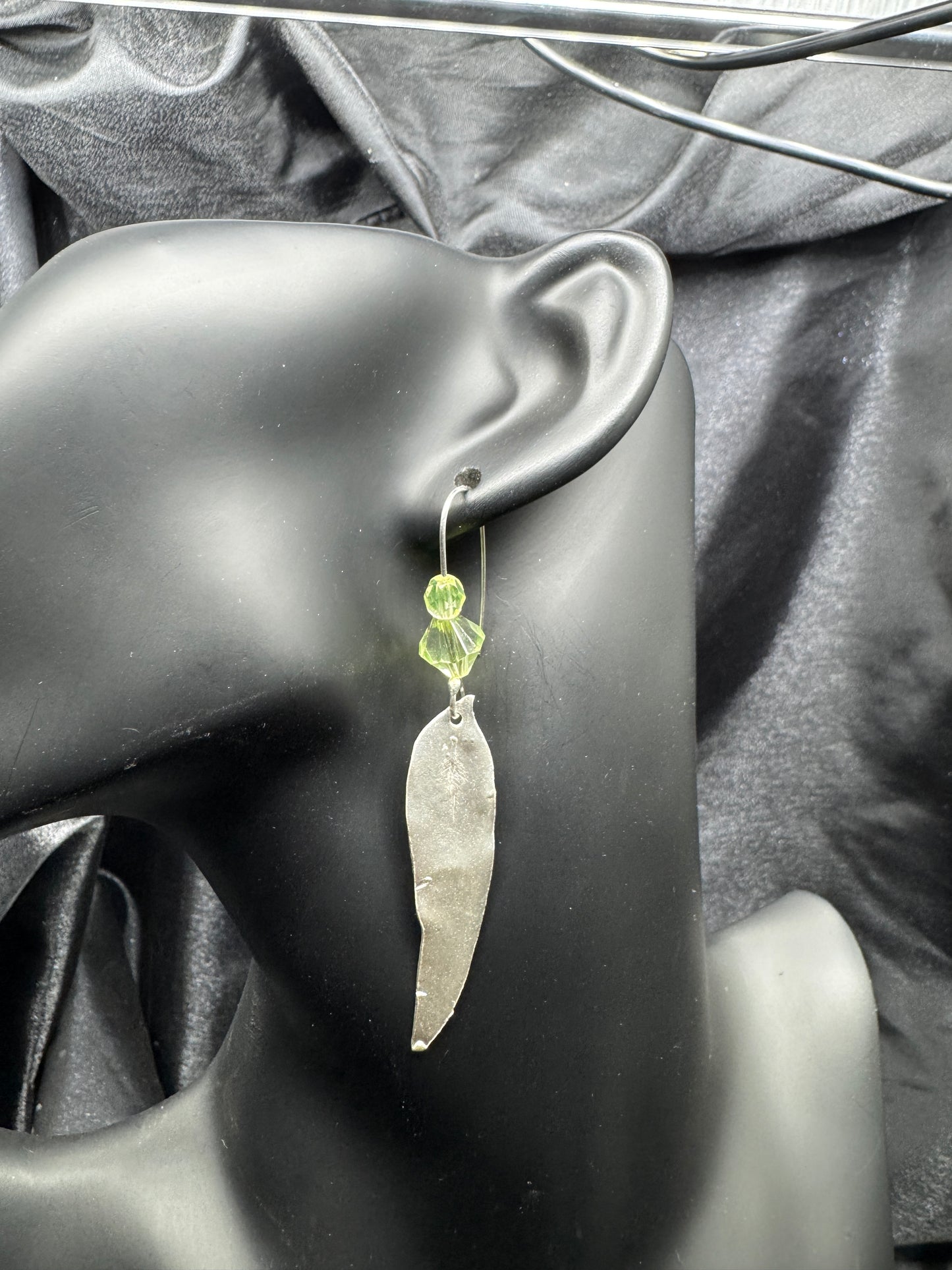 Gum Leaf Earring Style 1 Green Beads