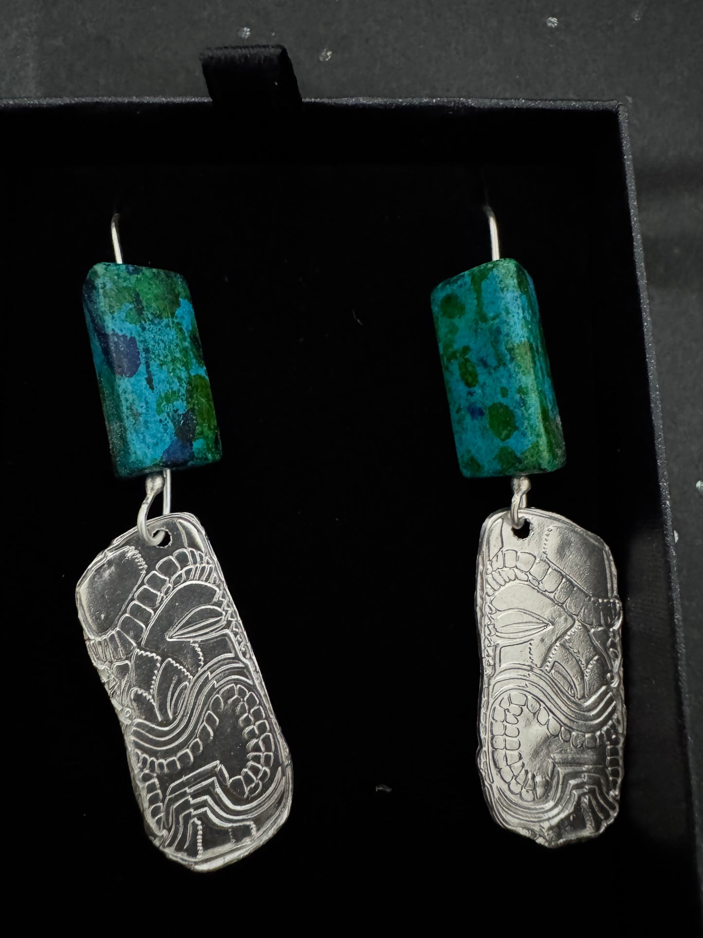 Tribal Earrings Blue Green